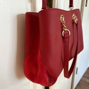 LC Lauren Conrad Crimson Satchel with Gold Chains